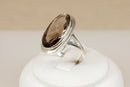 Vintage Sterling Silver & Smoky Citrine Statement Ring – Stamped SILVER