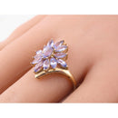 9ct Gold Tanzanite Cluster Ring – Marquise Cut Floral Design – Size Q