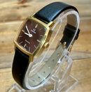 Vintage Omega Genève 1974 Rare Burgundy Oxblood Dial Ladies Swiss Watch Cal 625