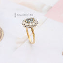 1980s 18ct Aquamarine & Diamond Cluster Ring