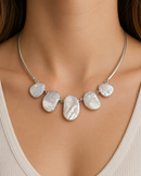 Sterling Silver Mother of Pearl Statement Necklace