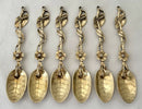 Six George III Silver Gilt Naturalistic Teaspoons. 4 troy ounces, circa 1760.