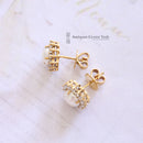 18ct Pearl & Diamond Cluster Earrings