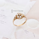 Victorian 15ct Gold, Natural Split Pearl & Rose-Cut Diamond Cluster Ring