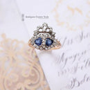Victorian Style Gold Sapphire & Diamond Twin Hearts Ring