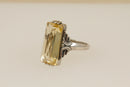 Art Deco Silver & Lemon Citrine Ring