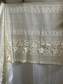 Beautiful Period Arts & Crafts biscuit tea colour cotton lace panel 84”/35”