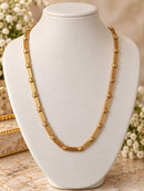 Vintage Gold Tone Ribbed Bar Link Necklace – 18 Inches