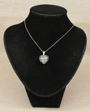 Sterling Silver Domed Heart Pendant & 16-Inch Snake Chain Necklace