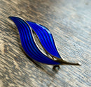 Modern Mid Century Sterling Silver Aksel Holmsen Electric Blue Enamel Leaf Brooch