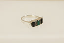 Silver Onyx & Chalcedony Art Deco Style Ring