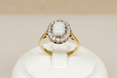 18ct Gold Fire Opal & Diamond Cluster, Certified