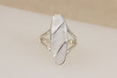 Distinctive Silver & Mother of Pearl Elongated Ring – Stamped 925