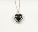 Art Nouveau Style Silver and Onyx Large Heart Pendant & Chain