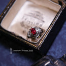 Vintage Platinum Pt900 Ruby (0.52ct) and Diamond (0.223ct) Cluster Ring Size K