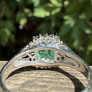 Vintage Platinum Colombian Emerald and Diamond Cluster Ring, Platinum 900, Emerald 1.11ct