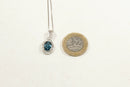 9ct White Gold London Blue Topaz & Diamond Pendant with Chain