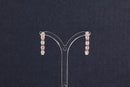 Silver Pink & White Crystal Earrings