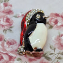 Enamelled Christmas Penquin Brooch