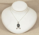 Antique Art Nouveau Large Hematite Pendant & Chain