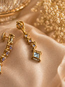 9ct Gold Tanzanite and Aquamarine Drop Earrings