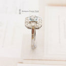 Platinum Aquamarine & 0.65ct Diamond Art Deco Style Cluster Ring