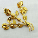 Vintage 1950's Gold Tone & Crystal Floral Brooch