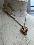 Vintage Christian Dior Art Deco Style Pendant Chain Necklace