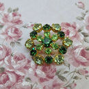 Vintage Gold Tone Green Brooch