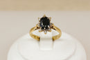 Classic 18ct Gold Midnight Blue Sapphire & Diamond ‘Diana’ Style Ring – Birmingham 1972