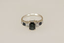 Stunning 14ct White Gold Sapphire & Diamond Art Deco Style Ring