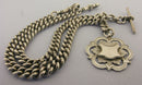 Heavy Antique Solid Silver Double Albert Watch Chain & Fob 16½ inch 1916
