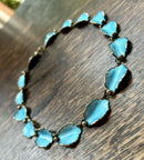 Modern Mid Century Hans Myhre Sterling Silver Gilt Sea Spray Blue Enamel Necklace