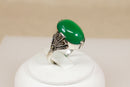 A Striking Art Deco Sterling Silver, Chrysoprase & Marcasite Statement Ring