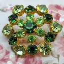 Vintage Gold Tone Green Brooch