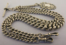 Antique Solid Silver Double Albert Watch or Neck Chain & Fob 23 inch Long Bir 1901