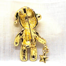 Festive Rhinestone Christmas Teddy Bear Brooch