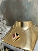 Vintage Christian Dior Art Deco Style Pendant Chain Necklace