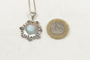 Elegant Sterling Silver & Blue Sea Glass Sun Pendant with Chain
