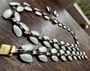 Modern Mid Century 1952 Norwegian Andersen & Scheinpflug Sterling Silver Gilt Snowdrop White Guilloche Enamel Jewelery Set