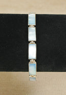 Stylish Sterling Silver & Mother of Pearl Link Bracelet