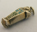 Antique Silver 1920s Egyptian Revival Sarcophagus Charm Opens to Mummy