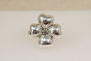 Large Sterling Silver Four-Leaf Flower Statement Ring