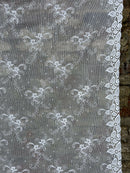 -3.4m Stunning Laura Ashley - Agatha period design white cotton Curtain Panelling 58”wide