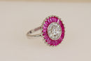 Impressive Sterling Silver, Lab Created Ruby & Clear Crystal Statement Ring