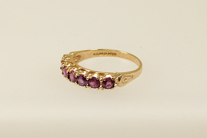 9ct Gold & Pink Topaz Half Eternity Ring