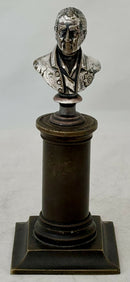 The Duke of Wellington, 19th Century Silver Plated Bust on a Brass Column.