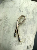 Vintage Grosse (Dior Designer) Gold Plate Rope Style Brooch with Baguettes