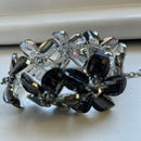 Butler and Wilson Vntage Black Grey Glass Flower Bracelet