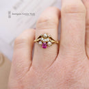 Victorian 18ct Ruby, Diamond & Natural Pearl Cluster Ring